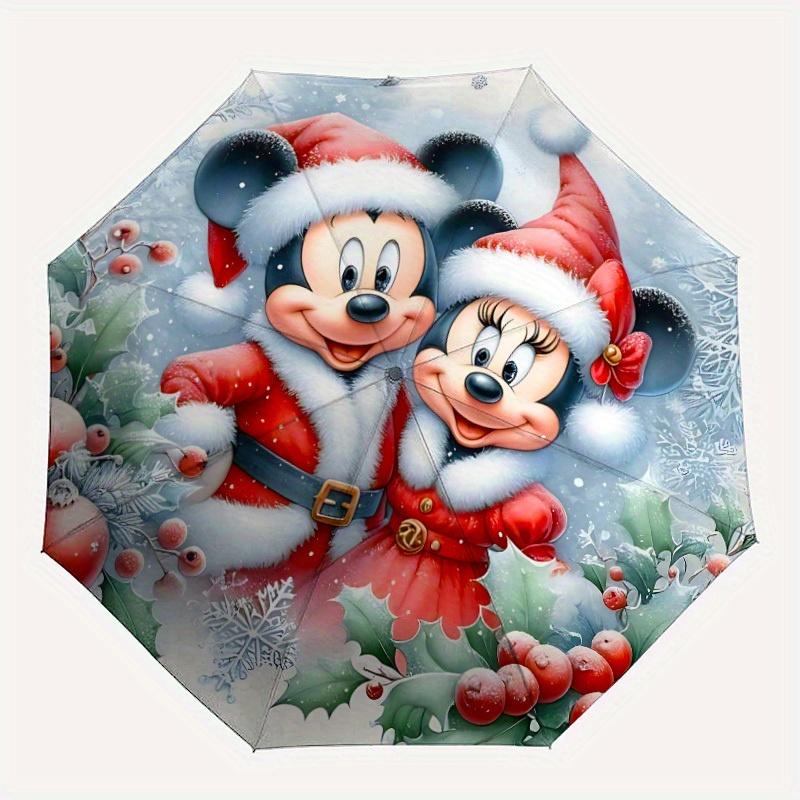 

1pc Mickey Minnie Christmas Automatic Umbrella Durable Iron Frame & Plastic Handle, Sturdy Construction, Playful Design yy250822038