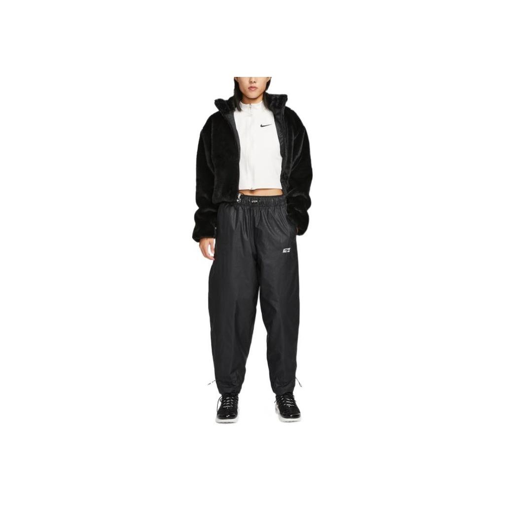 Nike Large Logo Print Zip-Up Stand Collar Jacket Women Jacket Black DV5140-010