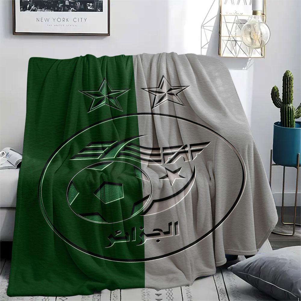 Algeria football Printed Flannel Blanket, soft throw for bedroom sofa, washable,soccer fan merchandise, great gift.