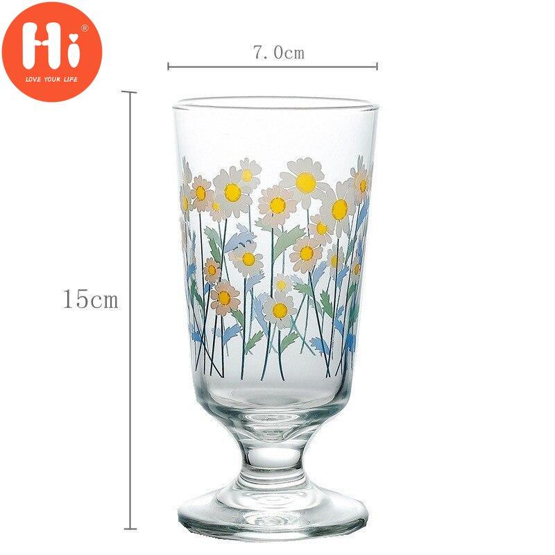 Hi Glass Cup Lovely Ručně malované Flowers Goblet Ice Cream Cup 280ml