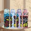 1PC Graffiti Skull Street Art Print 750ml Color Plastic Sports Water Bottle Leakproof Flip Straw Lid Suitable for Sports Office Home Use