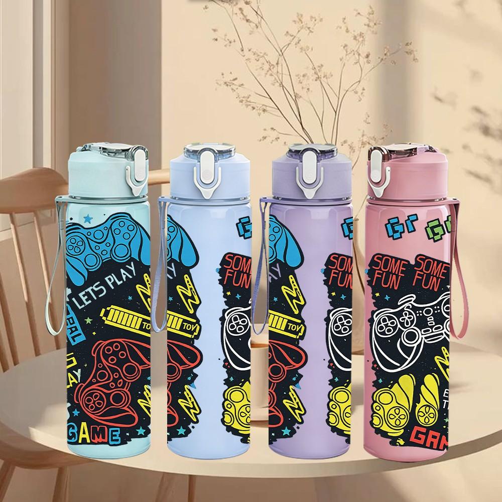1PC Graffiti Skull Street Art Print 750ml Color Plastic Sports Water Bottle Leakproof Flip Straw Lid Suitable for Sports Office Home Use