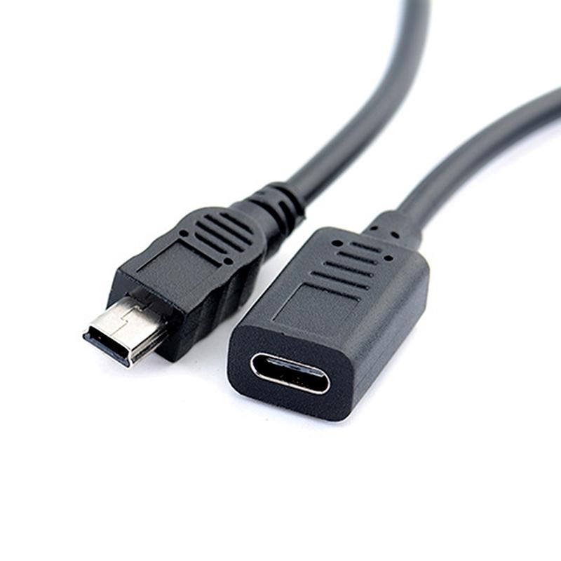 Mini-USB-Stecker auf Typ-C-Buchse Lade-Daten-Adapterkabel