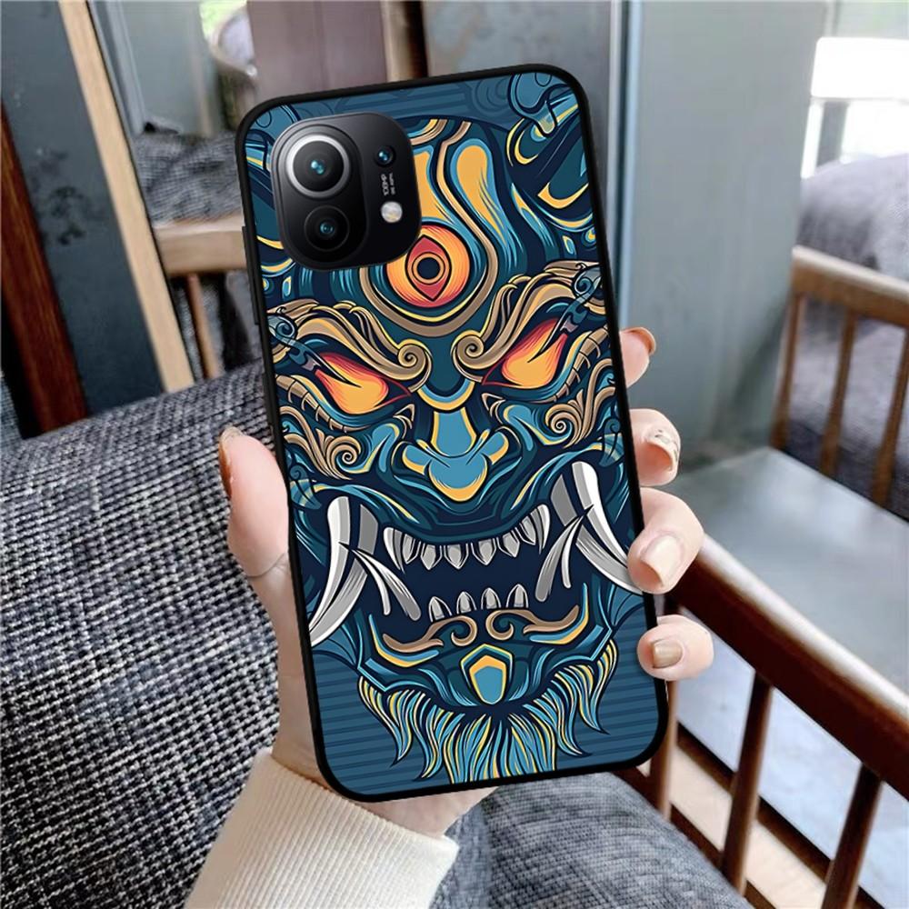 Samurai Oni Mask Phone Case For Xiaomi Mi 5X 8 9 10 11 12 Lite Pro 10T PocoX3pro PocoM3 Note 10 Pro Lite
