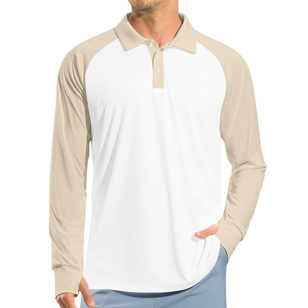 Maglia da Golf da Uomo a Manica Lunga Raglan UPF 50+ Leggera