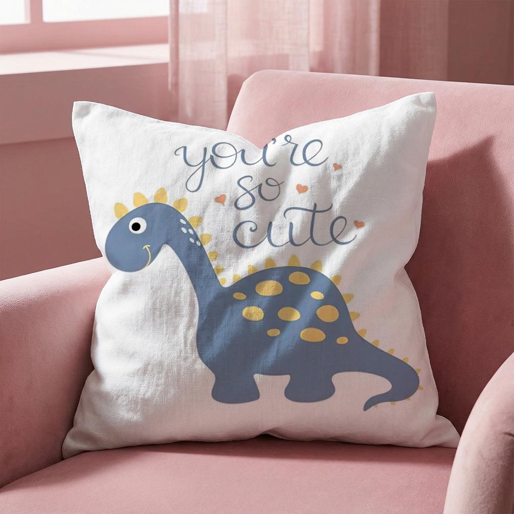 Cute Jurassic Dinosaur Cushion Cover Multi-Scene Pillow Cover for Home & Car - Reversible, Soft & Durable for Daily Use