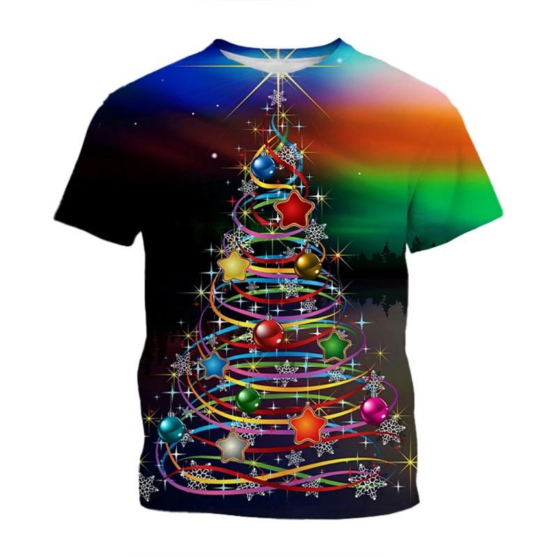 Sommer Mode Kreatives Design Weihnachtsmuster 3D-Druck Lässig Persönlichkeit Harajuku Stil Warm und Bequem T-Shirt