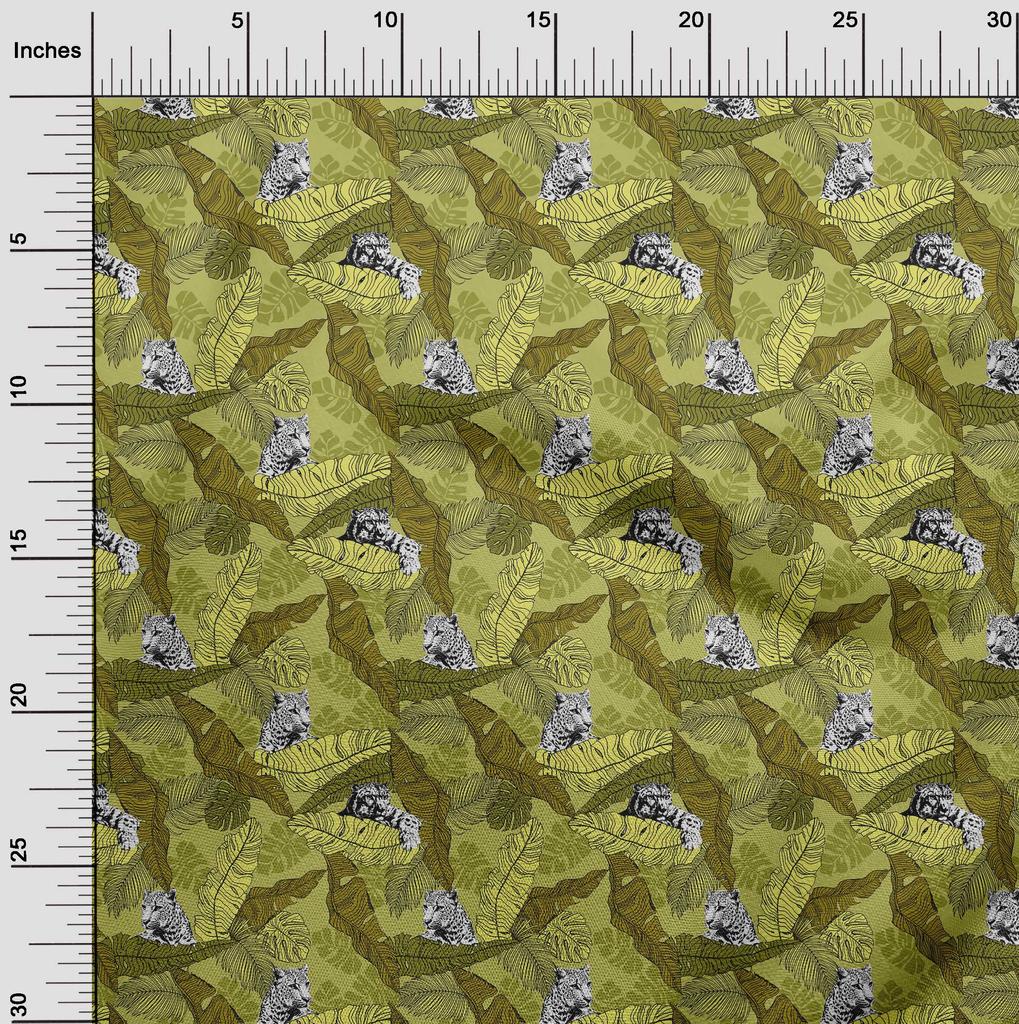 oneOone Cotton Flex Light Green Fabric Tropical Sewing Material Print Fabric By The Yard 40 Inch