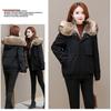 Winter Women's Parka Faux Mink Inner Detachable Short Faux Fur Coat Thick Warm Hooded Parka