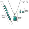 3 Pieces Women's Vintage Turquoise Bracelet Necklace Earrings Set, Healing Stone Decoration Gift (No Box)