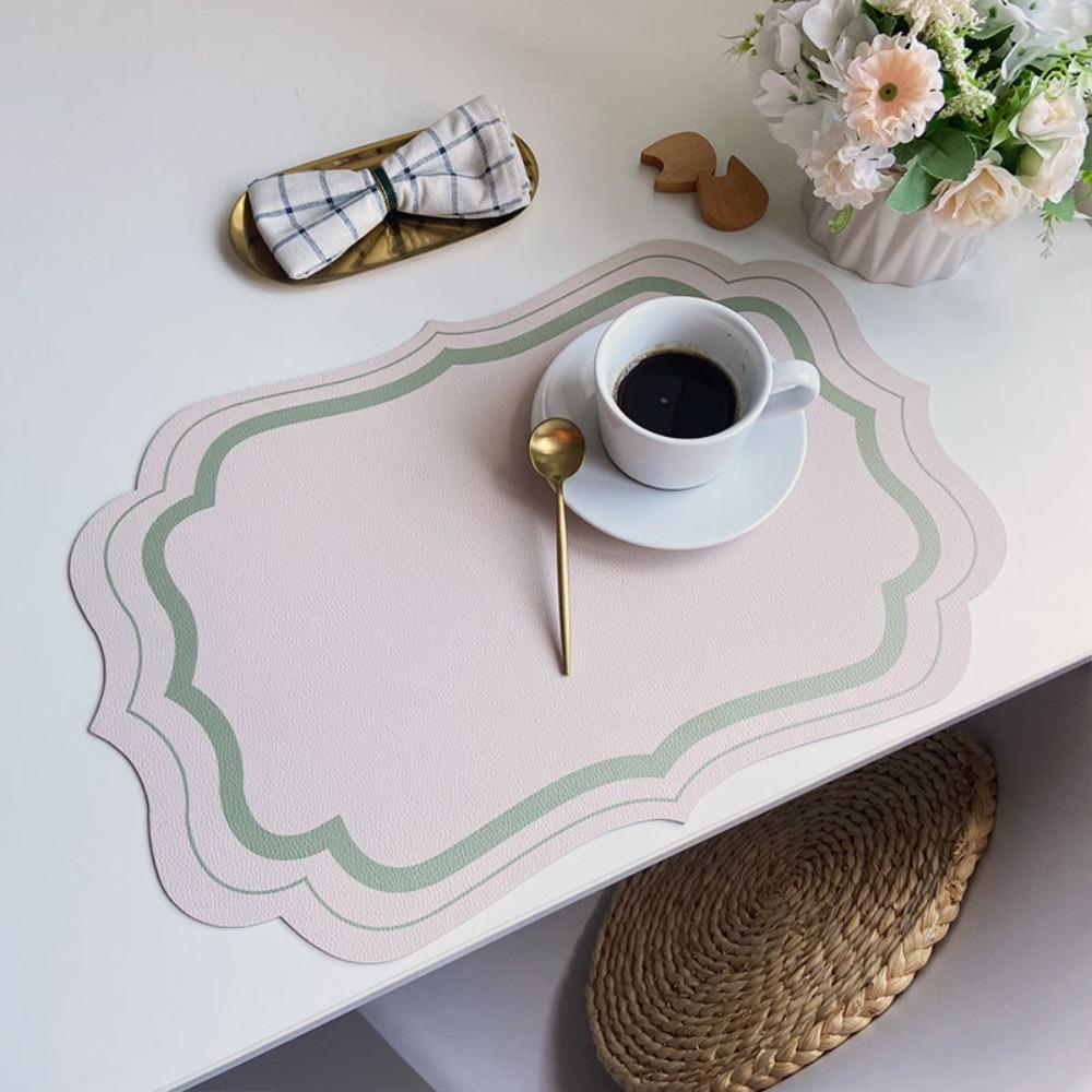 Morandi Color Leather Placemats Leather Material Waterproof Tableware Insulation Pad Scaldingproof Non Slip Insulated Placemats
