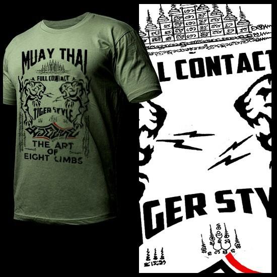 

Muay Thai T-shirt Thai boxing Thailand martial arts combat tigers XL green tee L