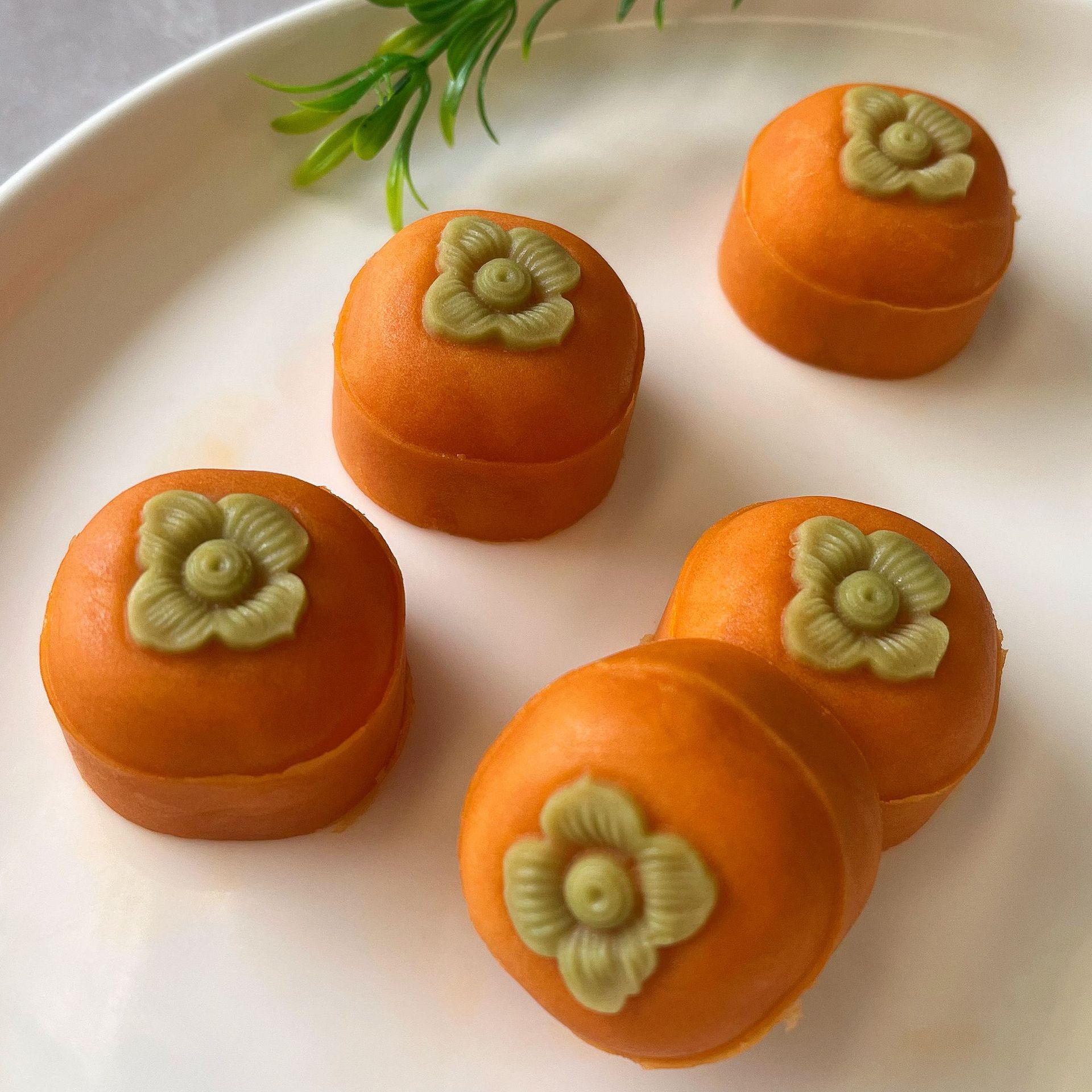 25g Mini 3D Good Luck Persimmon and Rabbit Mooncake Mung Bean Cake Mold 25g 3D Persimmon Set (1 mold, 1 piece) белый