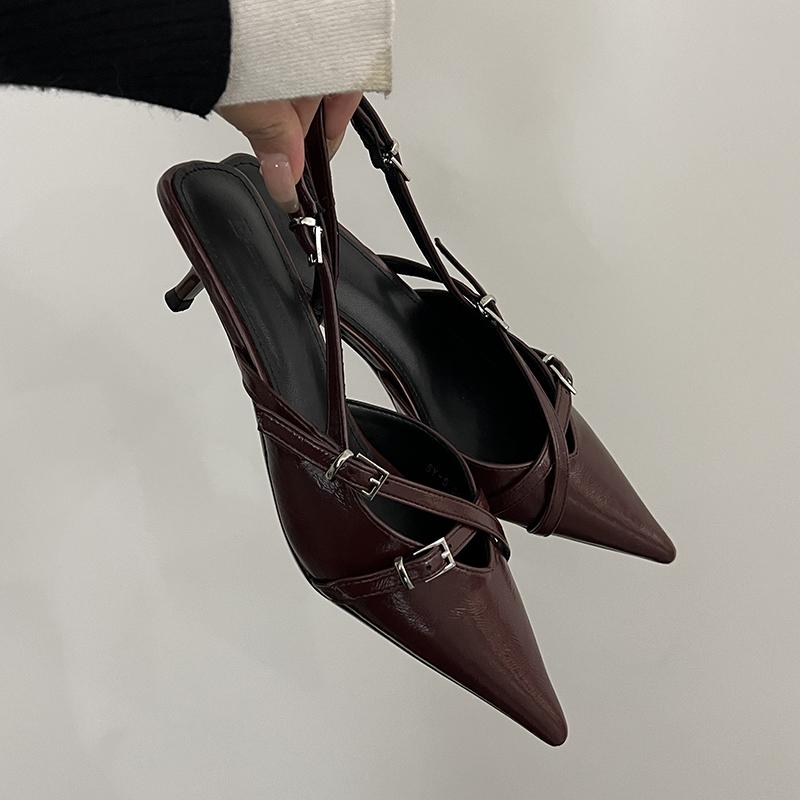 

Летние женские сандалии с острым носком, модные неглубокие туфли Singbacks, элегантные туфли для дам для танцевальных вечеринок 35 вино красного