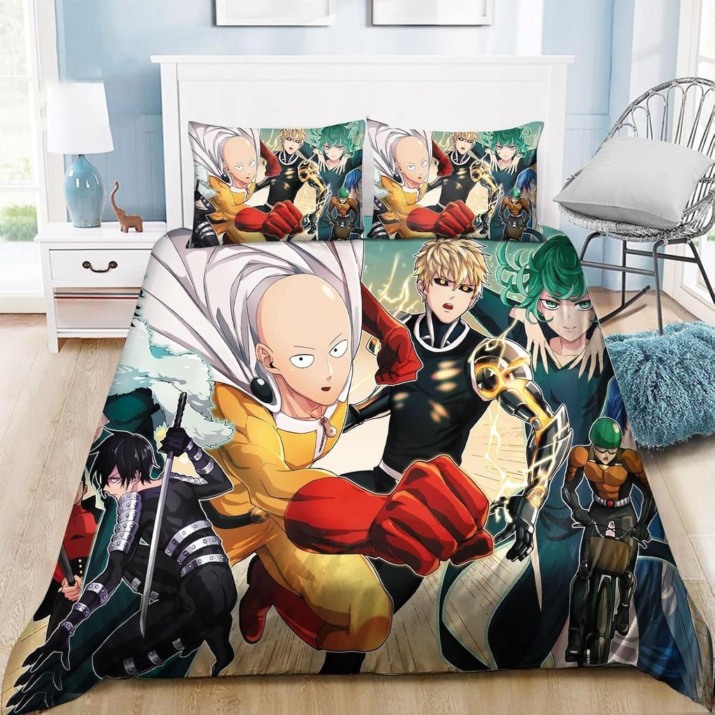 One Punch-Man Bed Set,Saitama Bedding For Adult Kids Bed Set , Punch-Man Quilt Cover,Comforter Cover Bedding Set