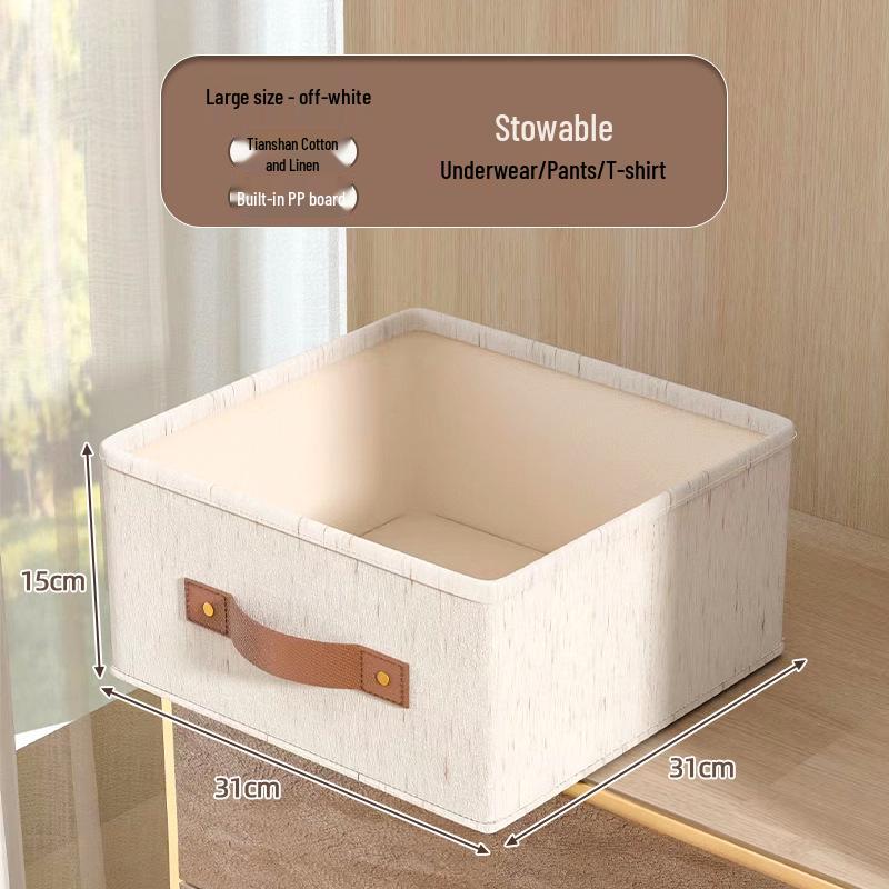 Tianshan Cotton & Linen Sock Box: Foldable, Washable Drawer-Style Wardrobe Organizer