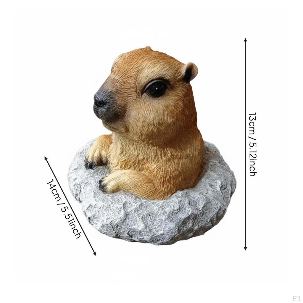 Groundhog Statue Outdoor Cute Resin Woodchuck Ornament for Yard, Balcony