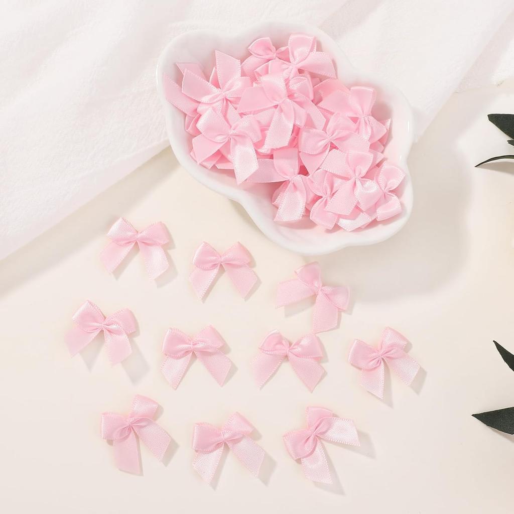 50-200PCS Tiny Pink Crafts Bows Decoration for DIY Cheer Pins Clothespins Accessories Wedding Gift Box Ornament