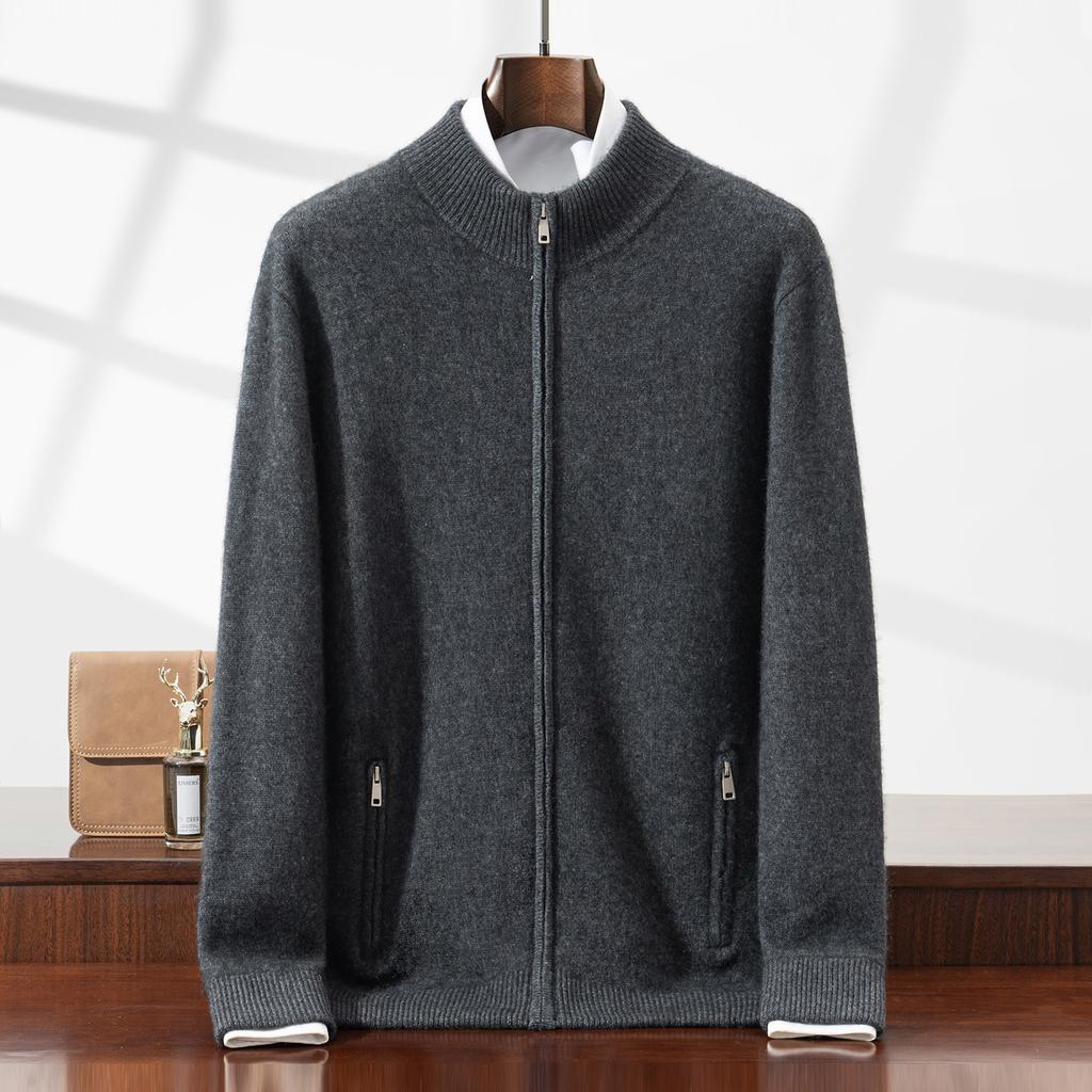 New baby small cashmere air layer cardigan knitted thickened semi-turtleneck sweater wool sweater