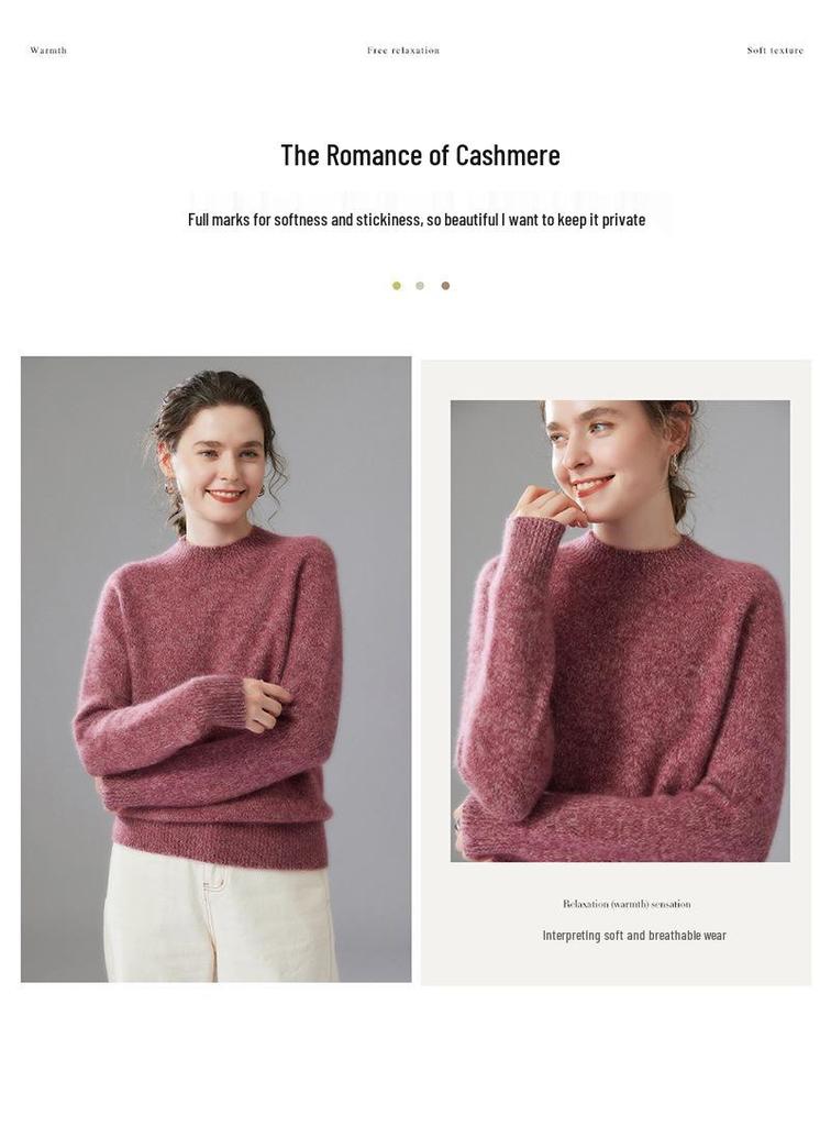 Women's Thickened Cashmere High-Neck Pullover Sweater: Versatile, Warm Long-Sleeve Knitwear