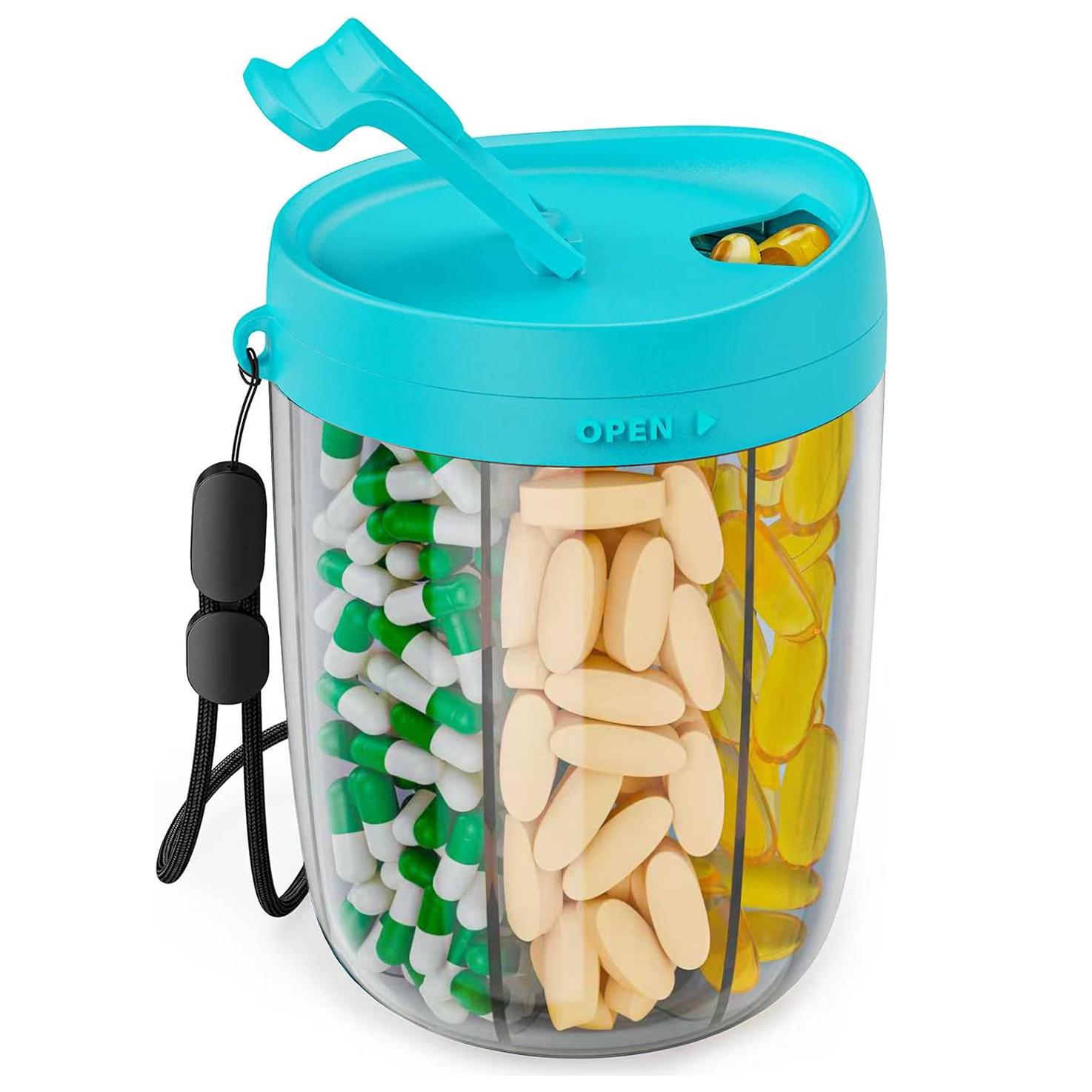

PULIV Portable Supplement and Pill Dispenser Bottle синій