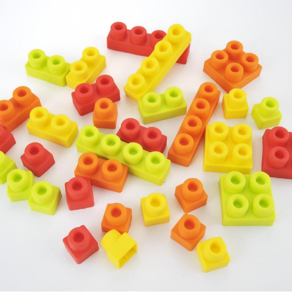 Silicone Teething Building Blocks for Babies - Chewable, Large Pieces, Early Education Toy for 6+ Months