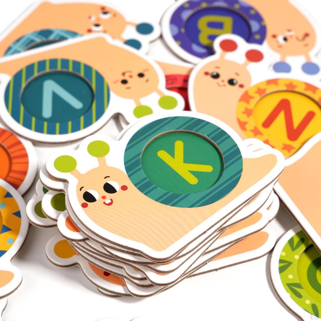 Matching Game Wooden Alphabet Puzzle, Fine Motor Skill, Match Letter Spelling Game,