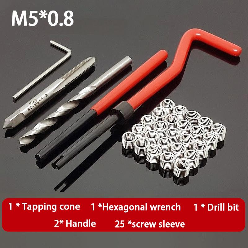 

Hot Sale 30Pcs Metric Thread Repair Insert Kit M5 M6 M8 Car Pro Coil Tool M8*0.8Thread Repair Insert Kit