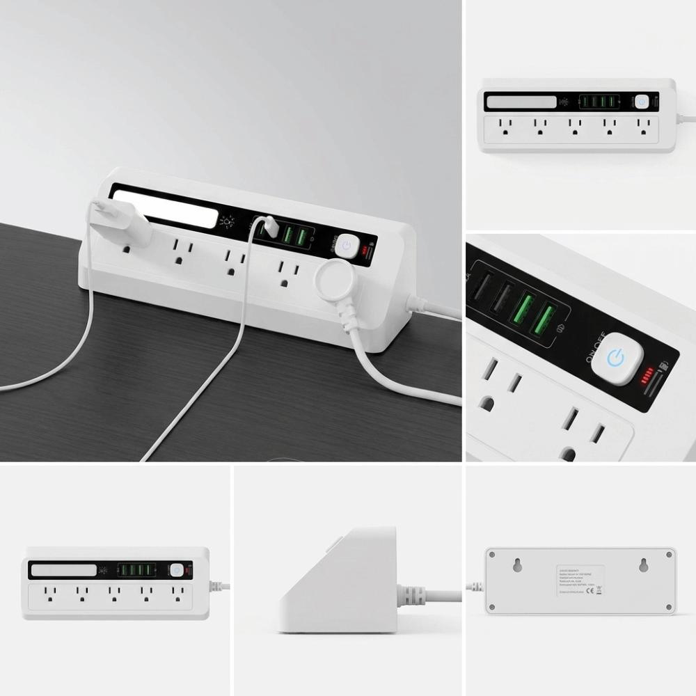 3 Color Desktop Charging Strip Touch Activated USB Charging Station  Dorm Tables