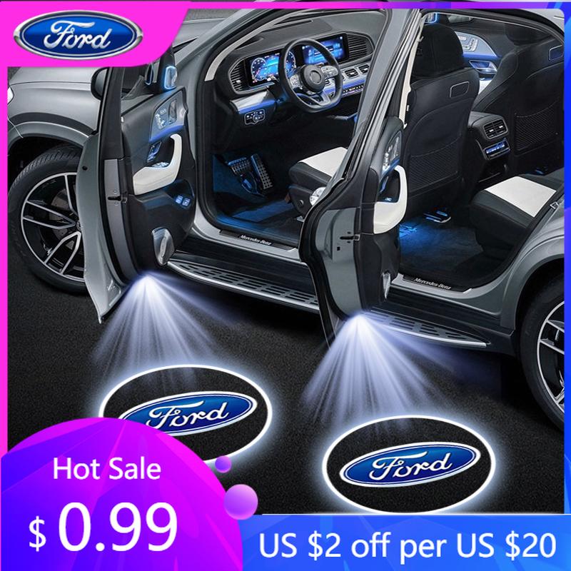 Car Sticker 1/2pcs LED Car Decor Welcome Logo Light Courtesy Door Lamp For Ford Fiesta Ranger Fusion Mondeo Mustang Transit Auto