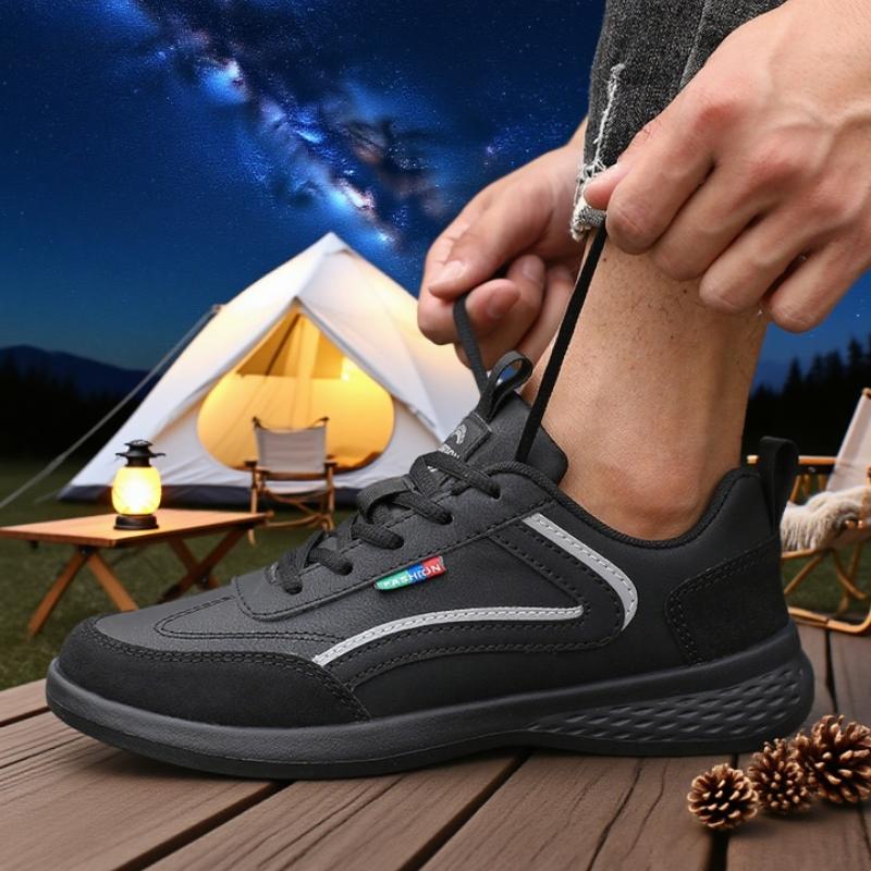 Thin Breathable Men's Sneakers PU Leather Climbing Footwear Male Outdoor Light Soft Rubber Sole Jogging Trekking Walking Sneaker