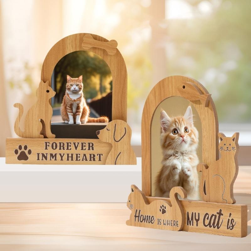 Natural Wood Pet Picture Frame Ideal For Decorating Home With Animal Photos Dog Cats Keepsakes Memorial Photo Frame