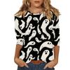 Women's Fashion Casual Three-quarter Sleeve Halloween Printed Round Neck Top