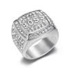 Ring ny hiphop-ring diamant firkantet BOSS-bokstav herrering
