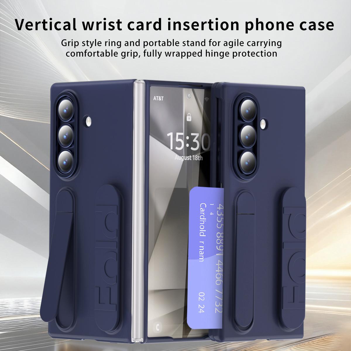 

Вертикальный чехол-книжка с кармашком для карты и подставкой для Samsung Z Fold7 5G, Невидимая подставка, Наручный держатель для Galaxy Z Fold 7 6 5 4 Galaxy Z Fold7 синий