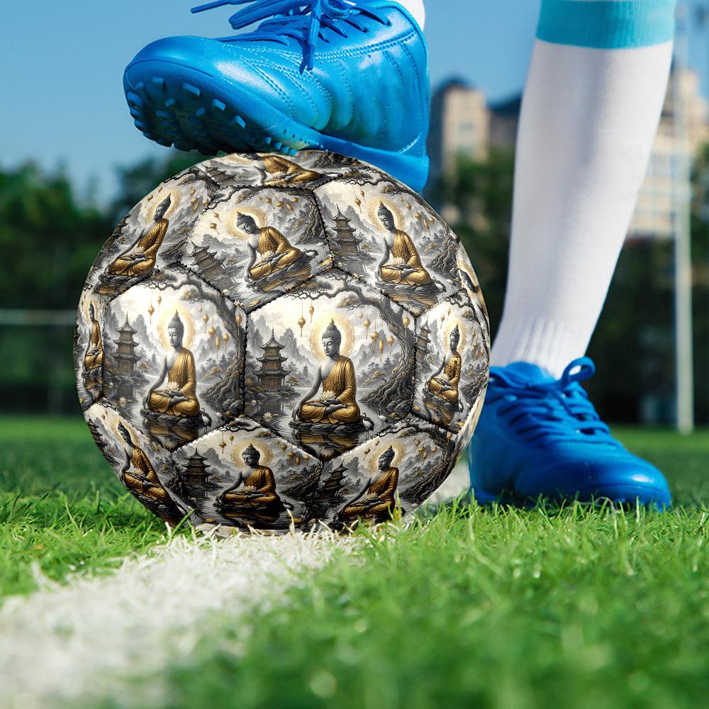 1pc Buddha Lotus Pond Durable Size 5 Soccer Ball Professional Match Training Football Indoor &Outdoor Sports Ball P60126