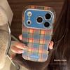 British Blue Plaid Iphone17promax Apple 16 Mobile Phone Case Suitable for 15 Leather 11 Electroplating 13 All-inclusive Soft Shell