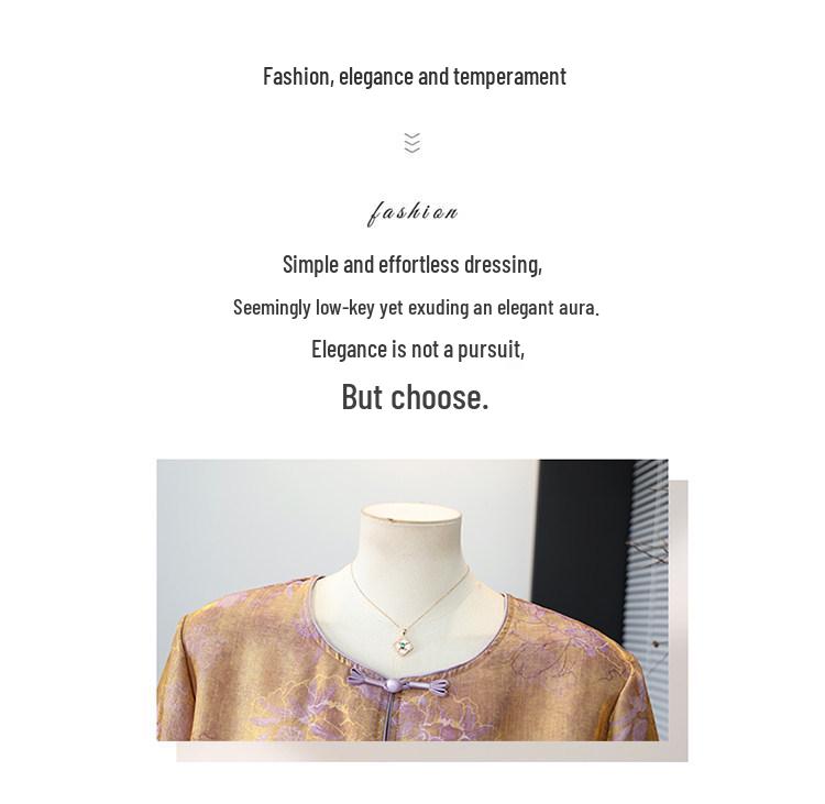 Fashionable Chinese Style Spring/Summer Jacket for Middle-aged and Elderly Women - 2026 Three-Quarter Sleeve Top