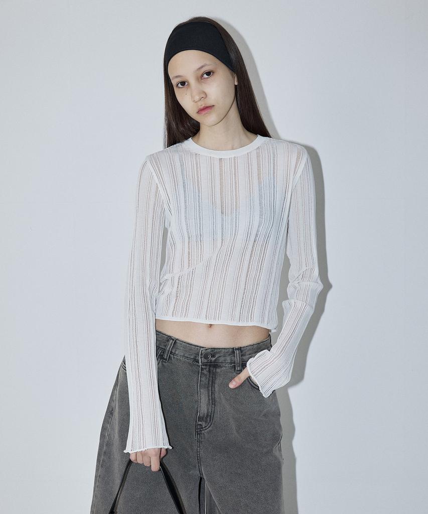 EN OR Scratch See-Through Summer Knit - White