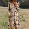Long  Sleeve Dress For Women Casual Loose Fit Print Dress With Pockets