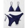 Bikini Sexy 3 Pezzi Donna Monocolore Fascia Divisa Triangolo Costume da Bagno Biquini Brasiliano Femminile Costume da Bagno Estivo per Vacanze in Spiaggia
