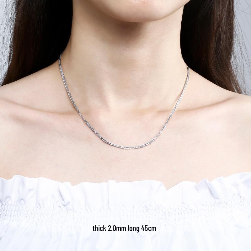 925 Sterling Silver Chopin Necklace Chain for Women & Men - Simple Clavicle Design
