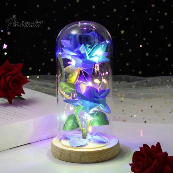 Birthday Rose Present Flower Gifts for Her Mom Wife Grandma Light Up Eternal Gift in A Dome Romantic Anniversary Valentine's Day Christmas
