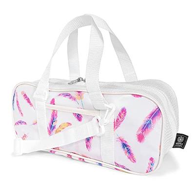 COLORFUL CANDY STYLE Art Supplies and Paint Set (Pentel Watercolor 12ml) Aurora Pink Feather, Girls' Cute Mesh Art Supplies Set with Shoulder Strap, W