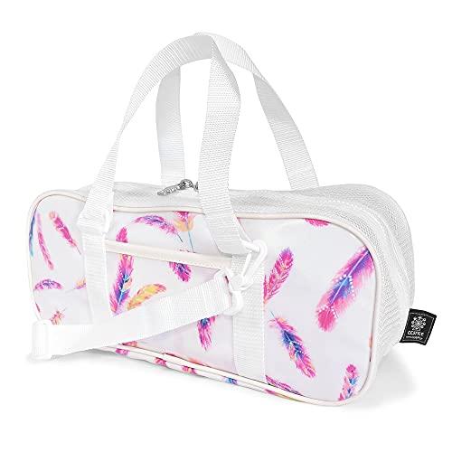 COLORFUL CANDY STYLE Art Supplies and Paint Set (Pentel Watercolor 12ml) Aurora Pink Feather, Girls  Cute Mesh Art Supplies Set with Shoulder Strap, W