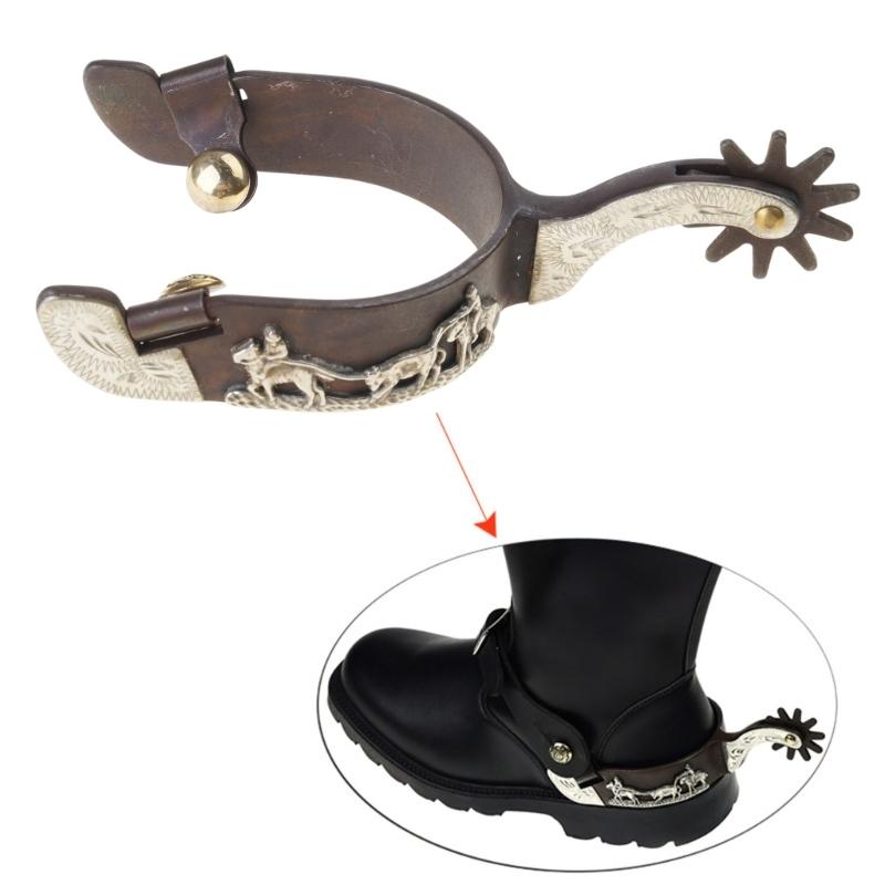 Mild Steel Horse Spur Western Cowboy Spur Mens Roping Spur with Gear Boot Decoration Horse Riding Accessories Enduring