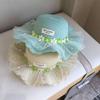 Wide Brim Children Sun Hat Pearl Decoration Breathable Material Sun Hat Straw Material Lace Trim Shoulder Bag Girls Accessories