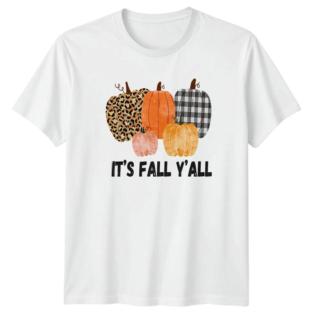 Its Fall Yall Unisexs TShirt Farmhouse Pumpkins Autumn Harvest S