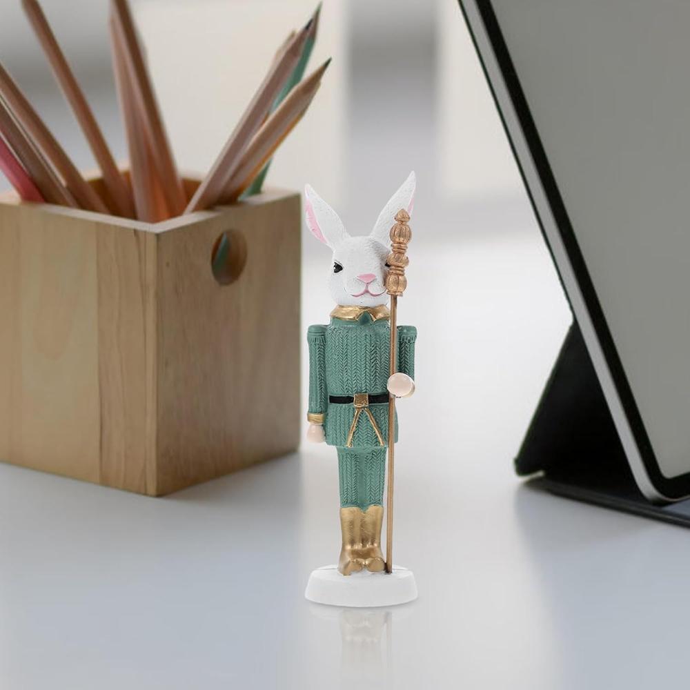 1Pc Easter Rabbit Nutcracker Resin Bunny Figurine Sculpture Holiday Nutcracker Doll