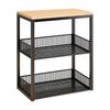 Open WireMesh Storage Rack with Raised Sides Versatile Metal Frame WoodWoodenLook